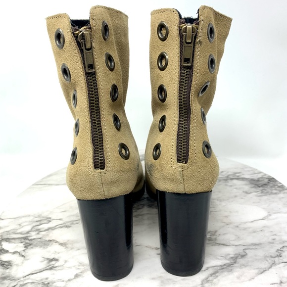 Musse & Cloud Millie Grommet Suede Booties 9 Bohemian Chunky Coquette Girl Retro - Picture 4 of 16